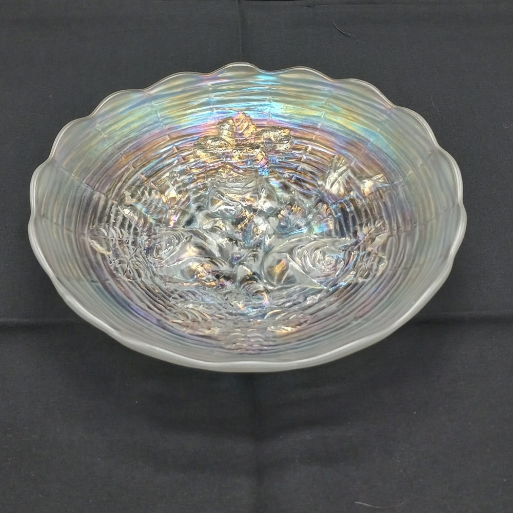 1910 Northwood Carnival Rose Show Glass Frosty White 9" Plate